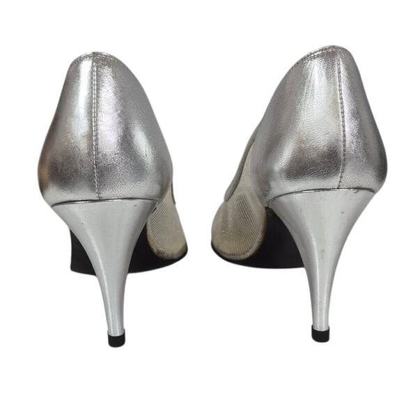VTG NEW 80s Stuart Weitzman for Bianca Las Vegas Silver Mesh Pumps Sz 7.5AA - Picture 4 of 7